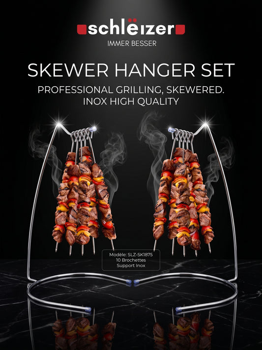 Présentoir à Brochettes Inox – 10 Brochettes Incluses