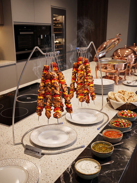 Présentoir à Brochettes Inox – 10 Brochettes Incluses